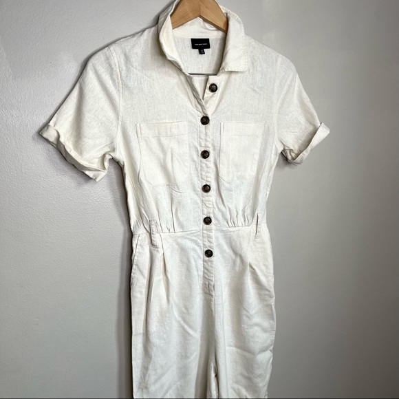 Who What Wear Beige Linen Jumpsuit Size XS - Picture 8 of 11